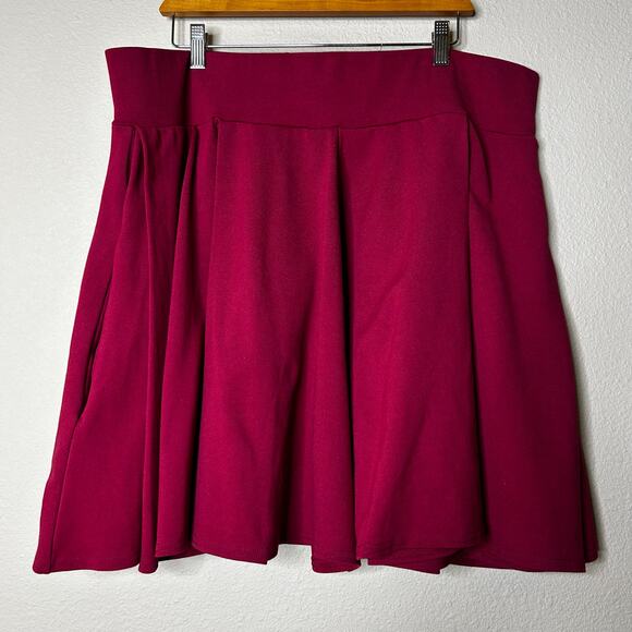 Elhoffer Essentials Pleated Skater Skirt Raspberry Ponte Size‎ 3X Stretchy - Picture 2 of 5